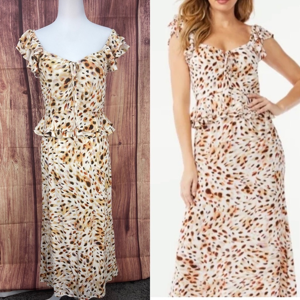 Sofia Jeans by Sofia Vergara Sweetheart midi ruffle animal print dress women’s S